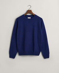 Crewneck sweater i uld med sadelskuldre