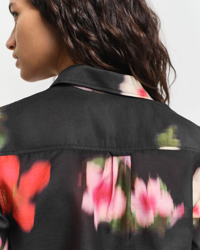 Regular fit blomstret bomuldssilkeskjorte