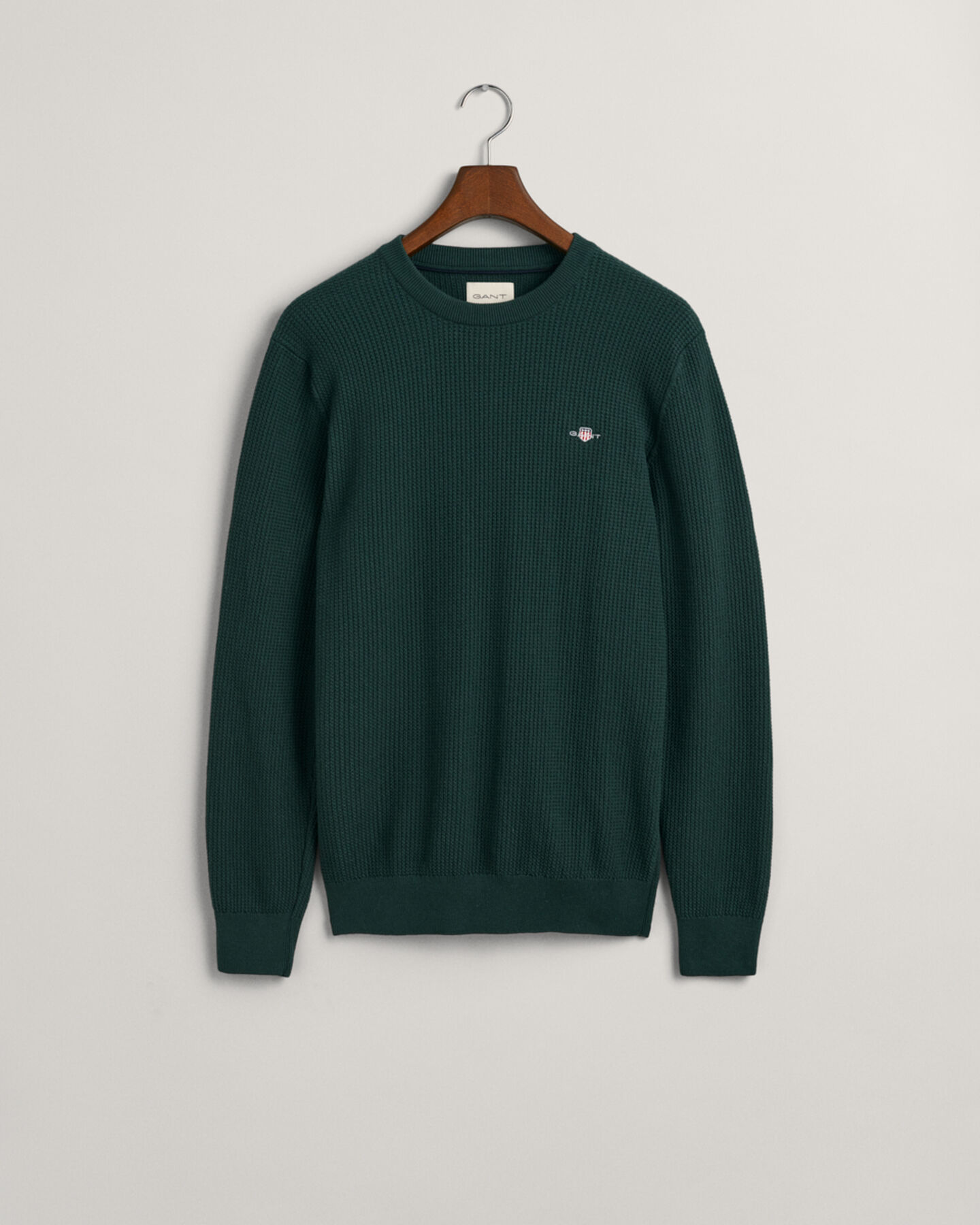 Mikro-tekstureret crewneck sweater af bomuld
