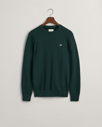 Mikro-tekstureret crewneck sweater af bomuld