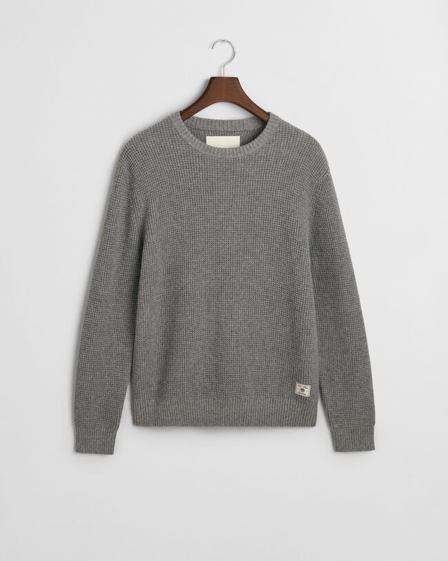 Tekstureret sweater med crewneck i uldblanding