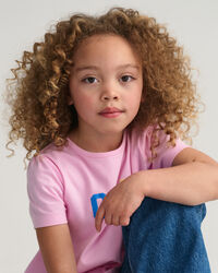 Girls kort&aelig;rmet jersey top med GANT-tryk