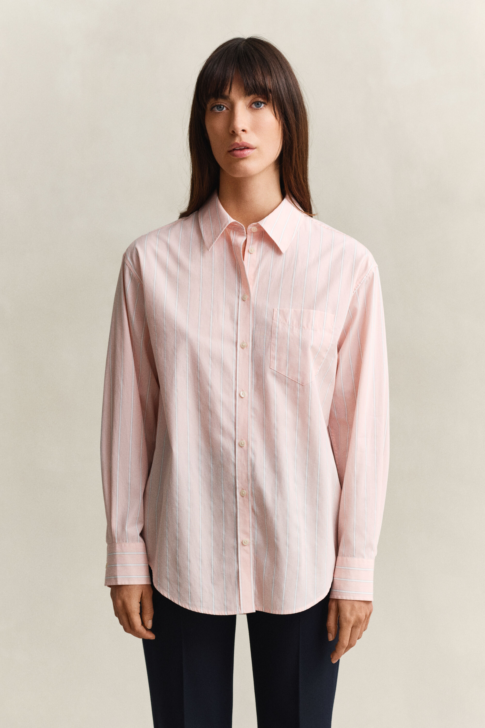 Relaxed fit klassisk stribet poplin-skjorte