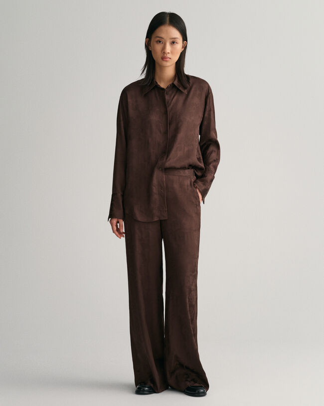 Bukser med brede ben og blonde-jacquard