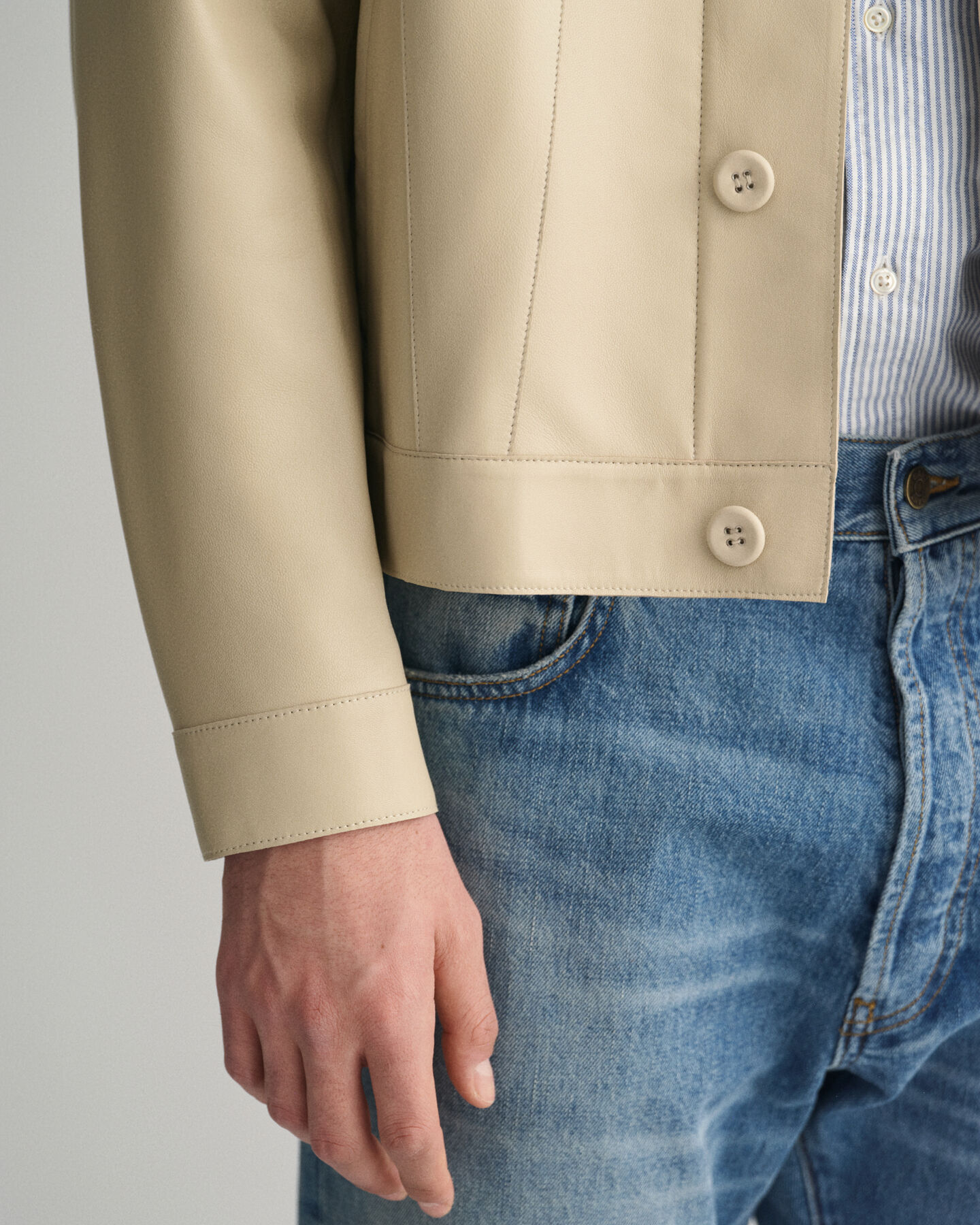 Trucker-jakke i l&aelig;der