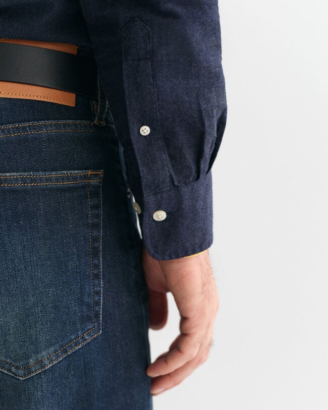 Regular fit melange-flannelskjorte