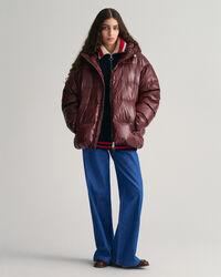 Skinnende pufferjakke med dun