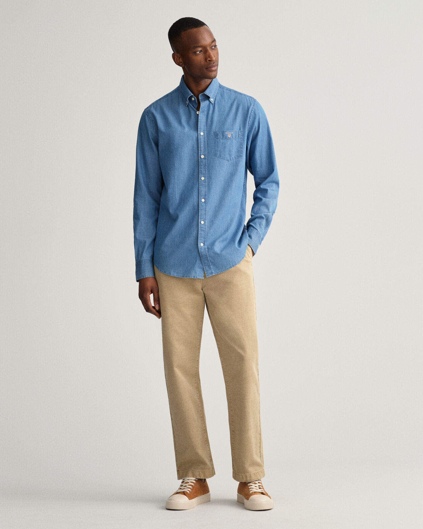 Regular fit indigo-skjorte