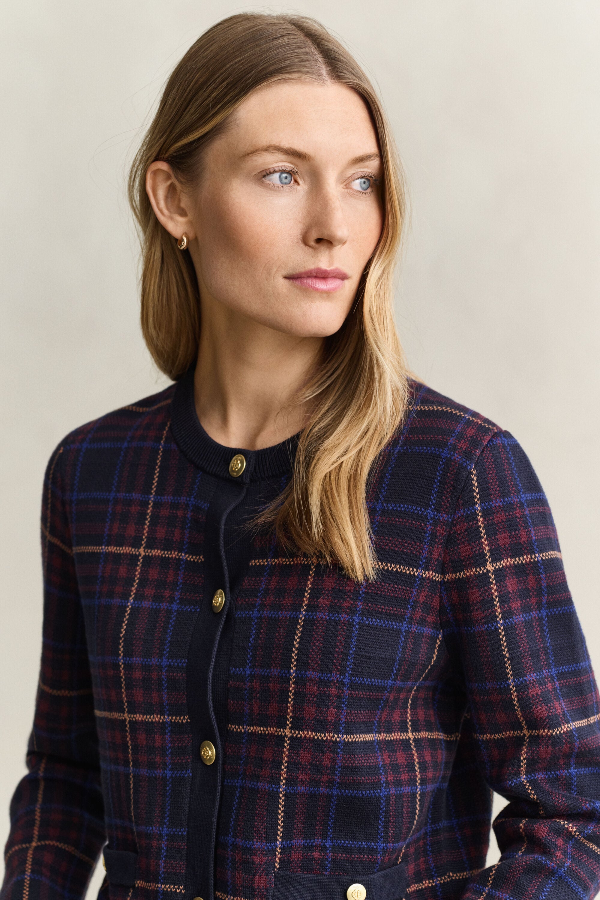 Strikket ternet cardigan