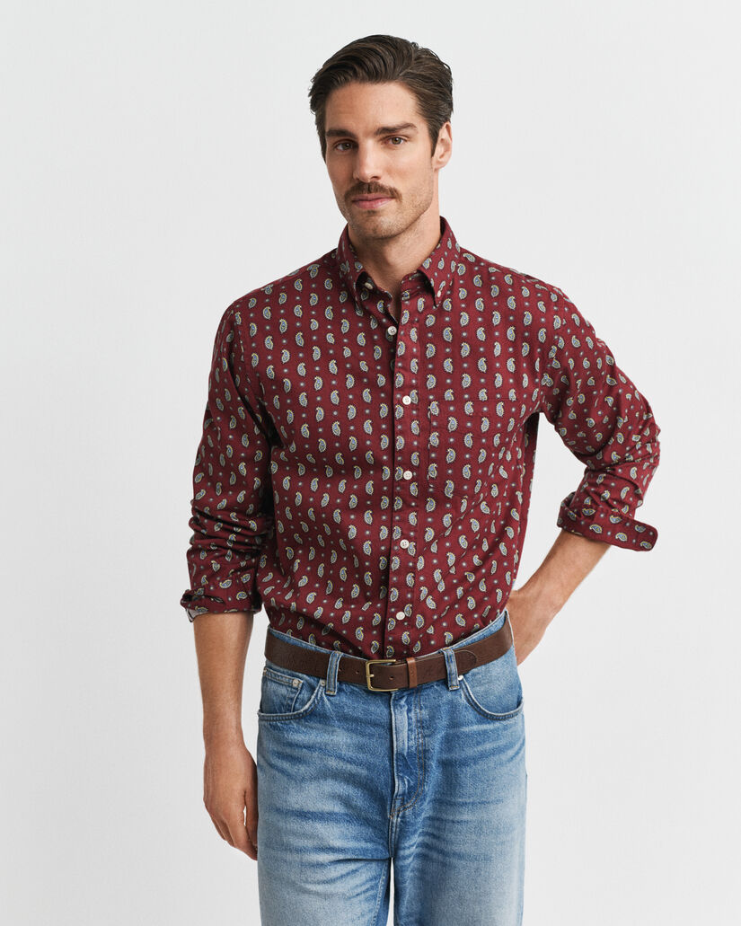 Regular fit twill-skjorte med paisley-tryk
