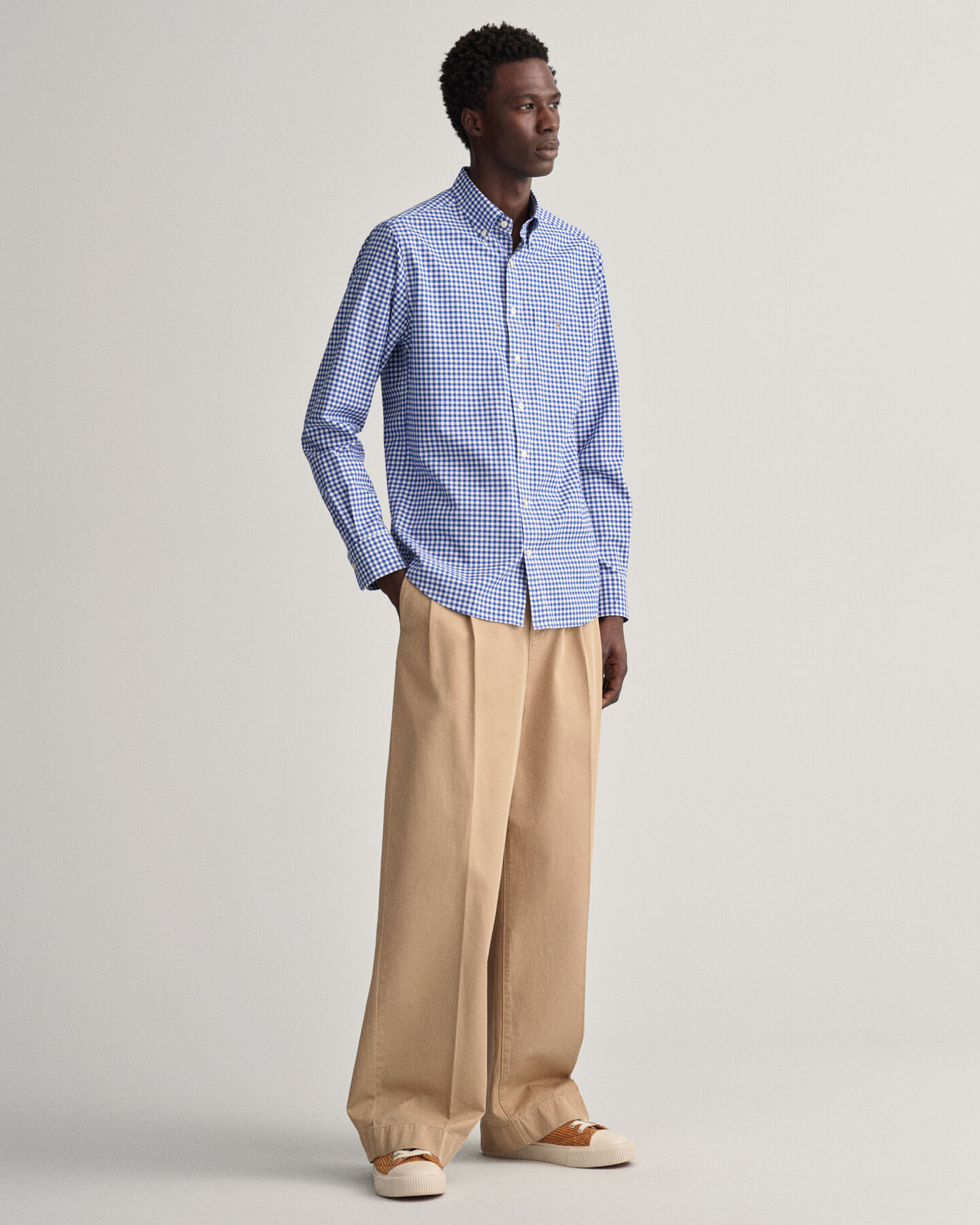 Regular fit gingham tætvævet skjorte