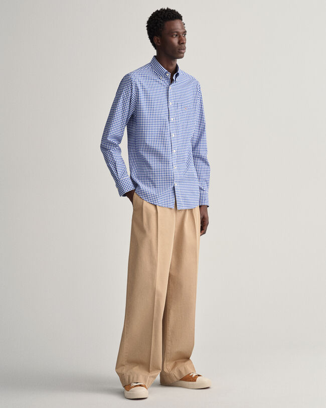 Regular fit gingham tætvævet skjorte