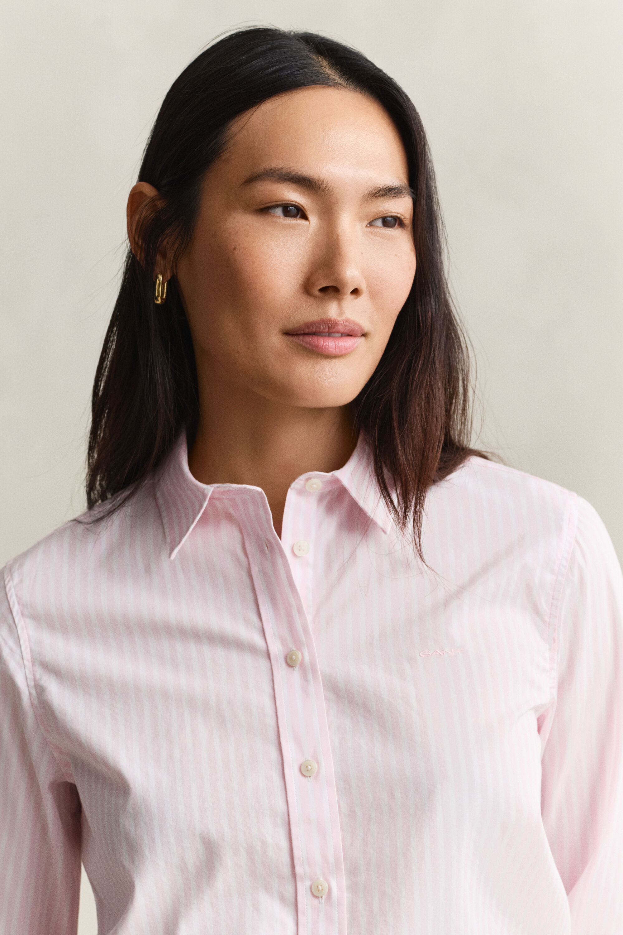 Regular fit stribet klassisk poplin-skjorte