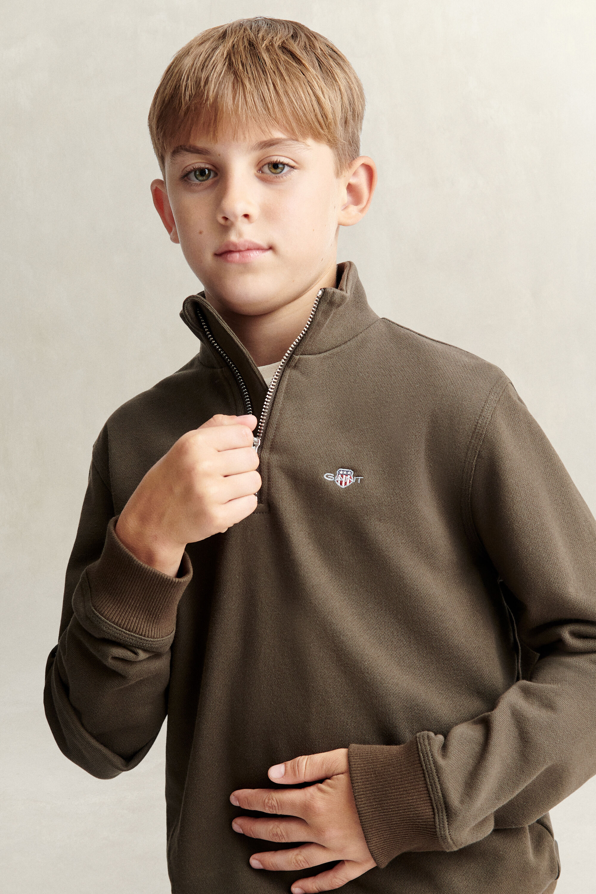Teen Boys Shield sweatshirt med halv lynlås