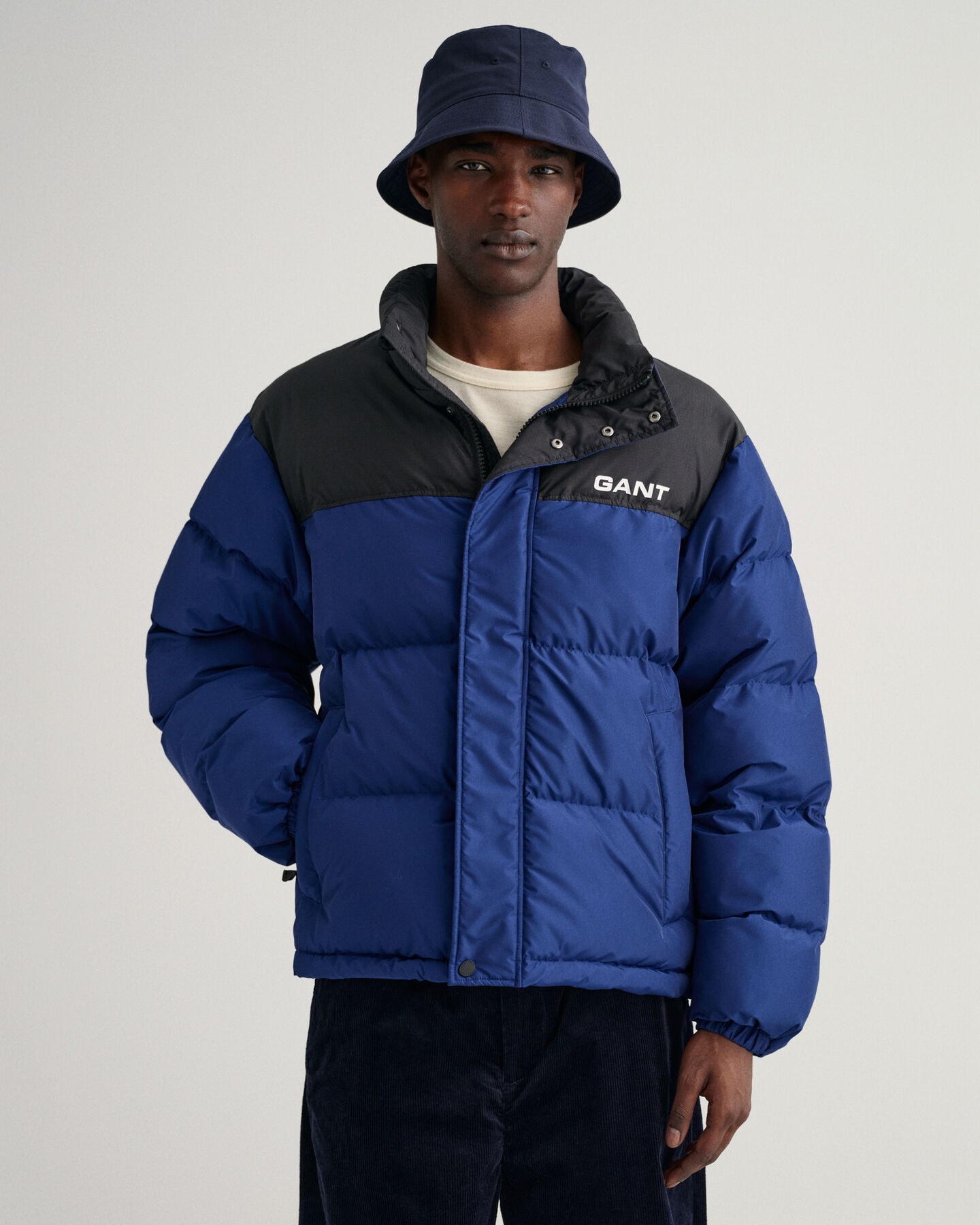 Jakke med blokke og vattering