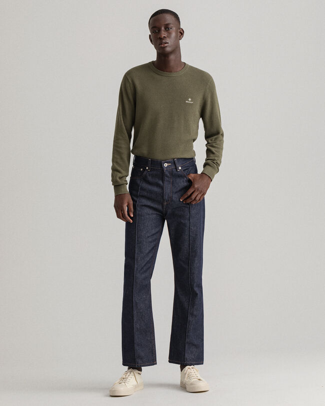 Crewneck sweater af bomuldspiqu&eacute;