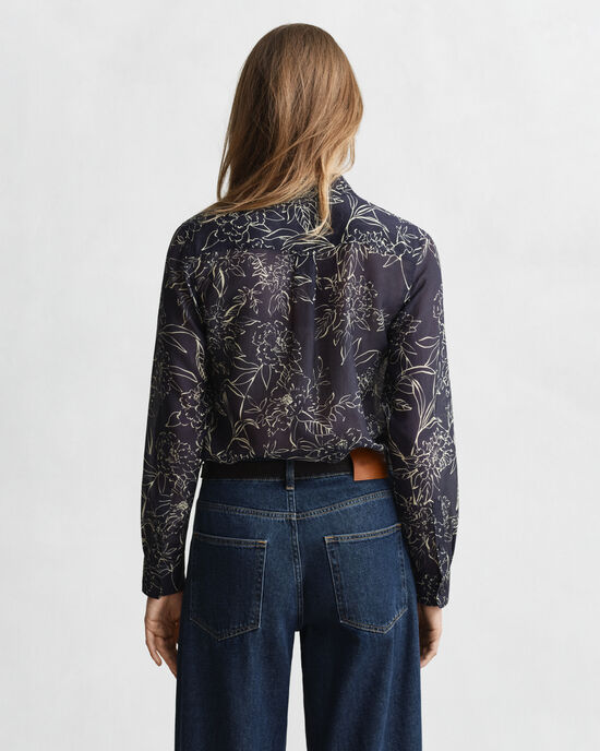Regular fit bomuldssilkeskjorte med Floral-tryk