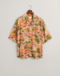 Relaxed Fit Hawaiian Print skjorte med korte ærmer