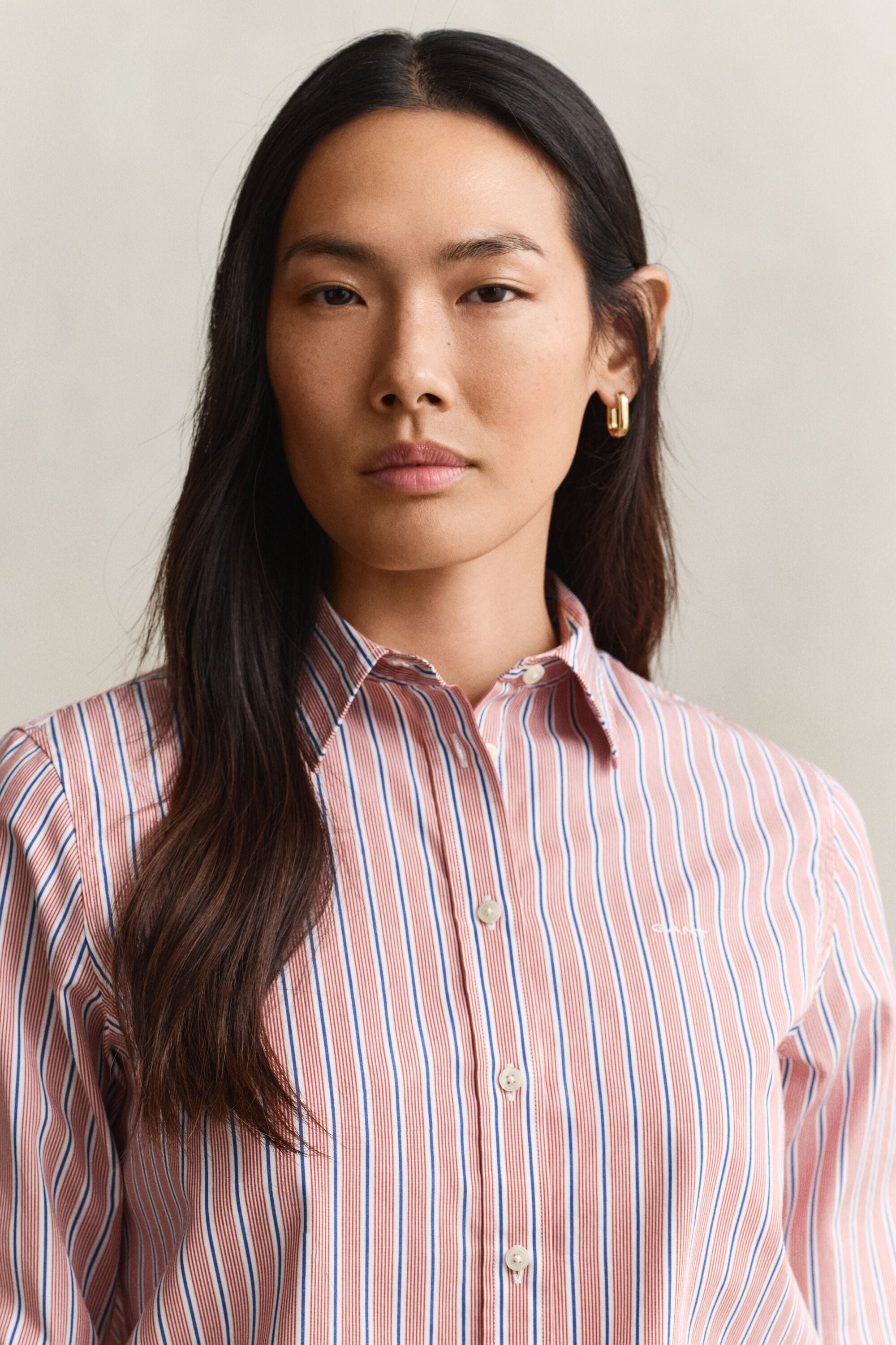 Regular fit stribet klassisk poplin-skjorte