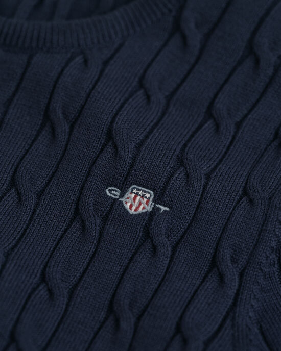 Teen Girls kortærmet sweater af strækbomuld med kabelstrik