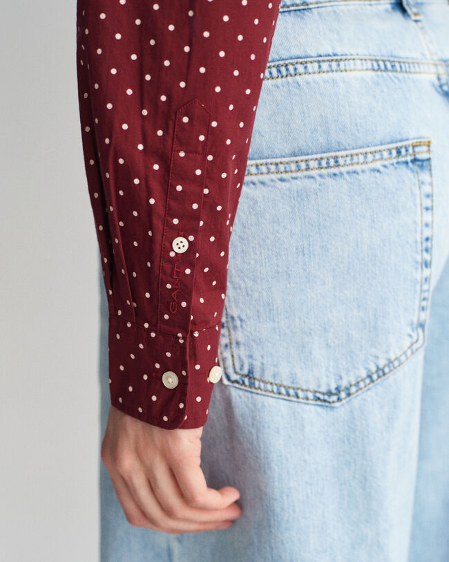 Regular fit skjorte af bomuldsvoile med prikket tryk