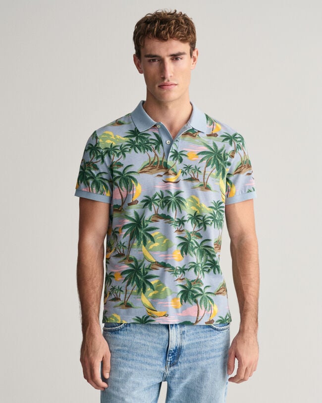 Hawaiian Print poloskjorte