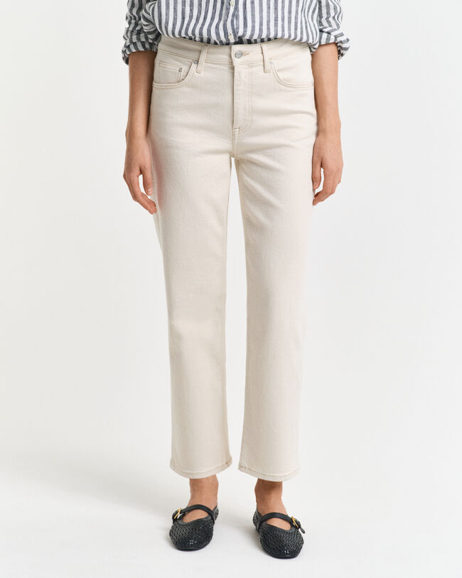 Ecru jeans med lige ben