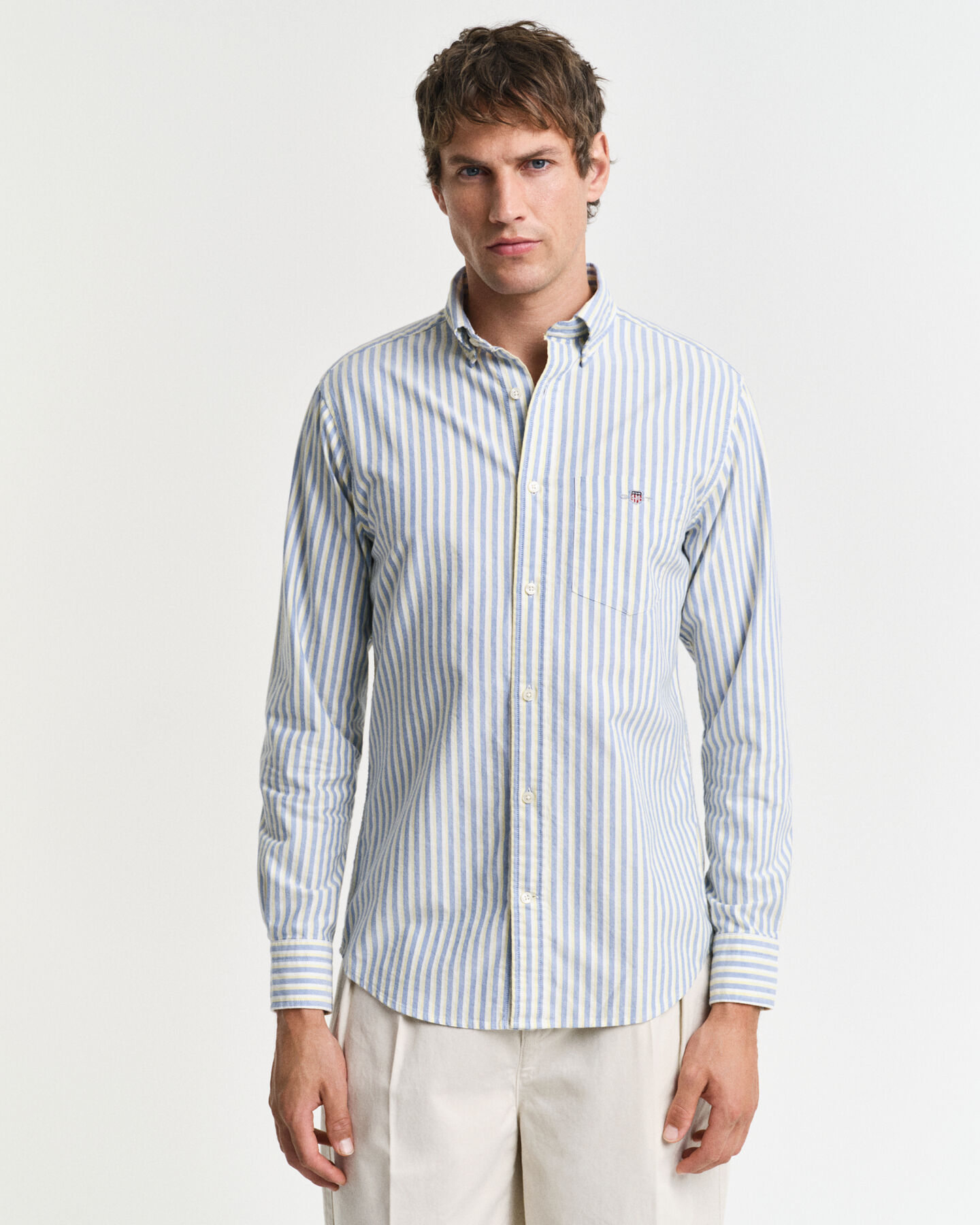 Regular fit klassisk stribet Oxford-skjorte