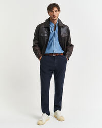 Slim fit chinobukser af bomuld og h&oslash;r