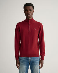 Sweater af ekstra fin lammeuld med halv lynlås