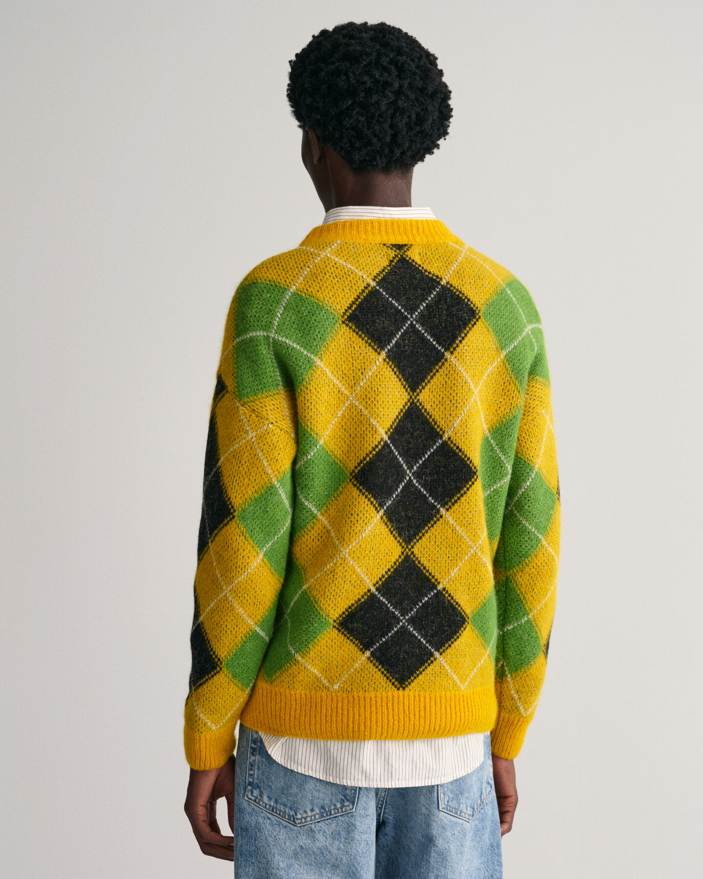 Dunet argyle sweater med crewneck