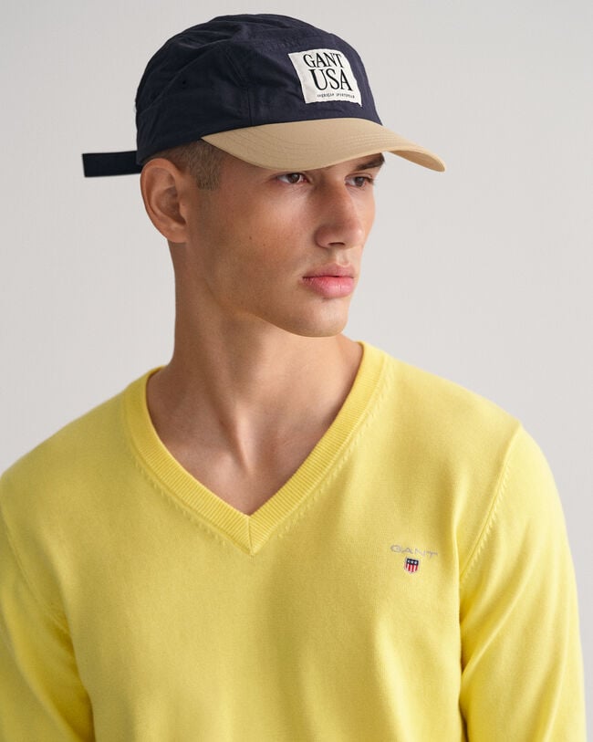 Classic sweater i bomuld med V-hals