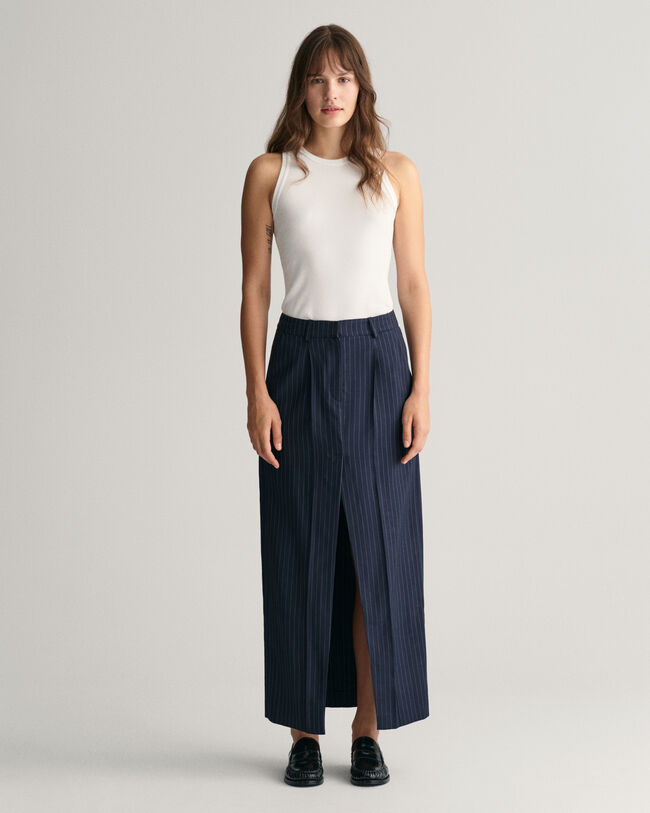 Plisseret Maxi nederdel med nålestriber