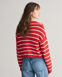 Stribet sweater med crewneck