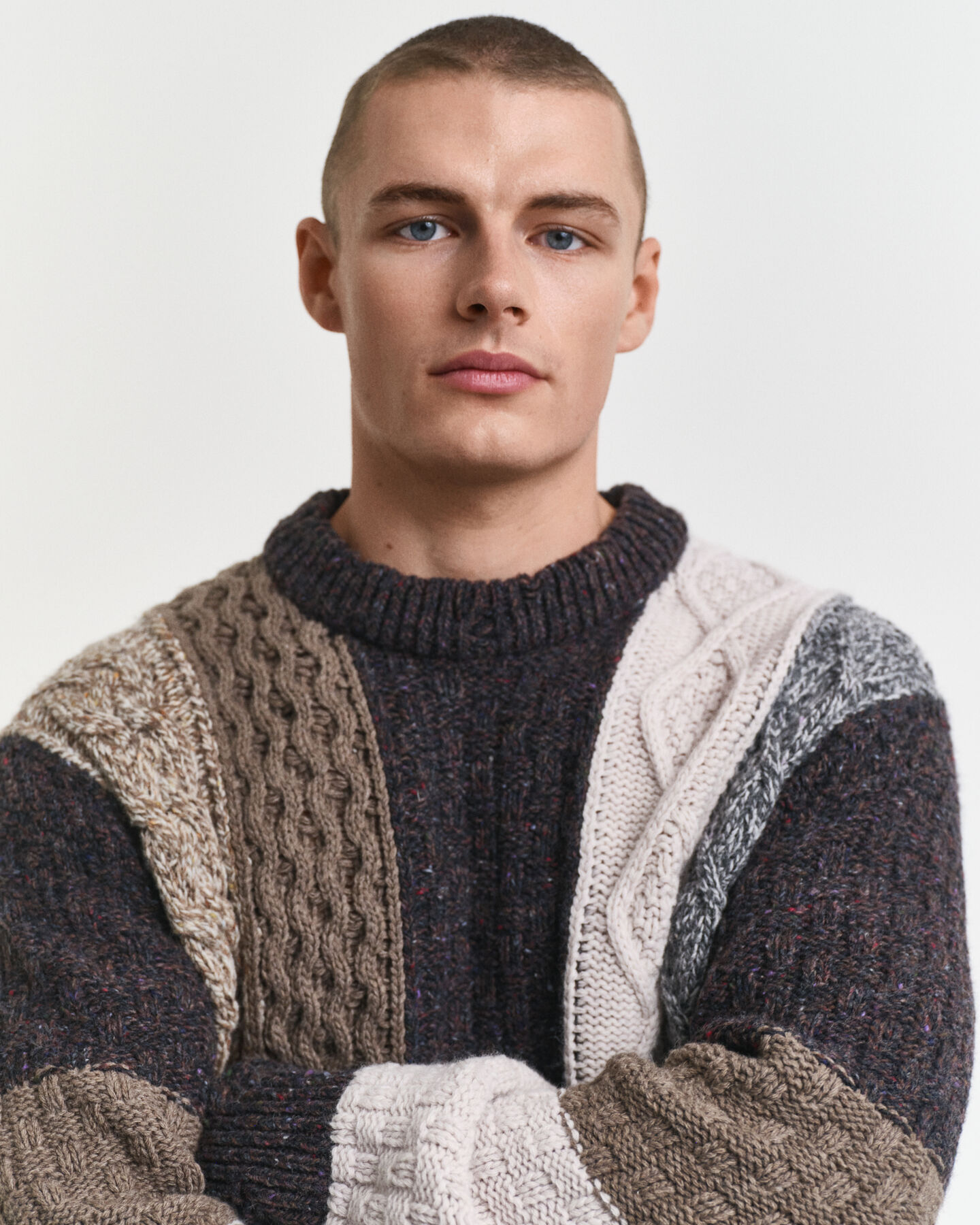 Patchwork crewneck sweater