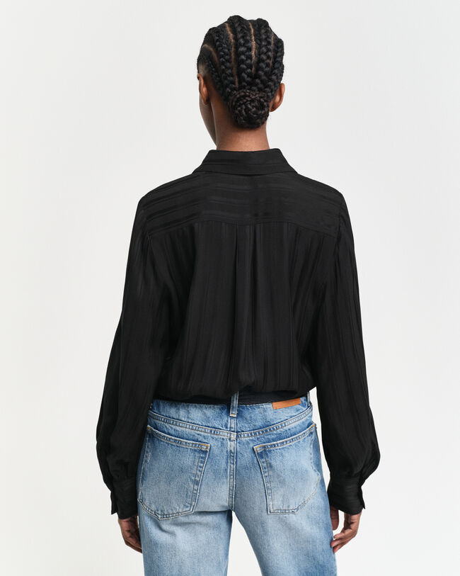 Regular fit satin skjorte med striber