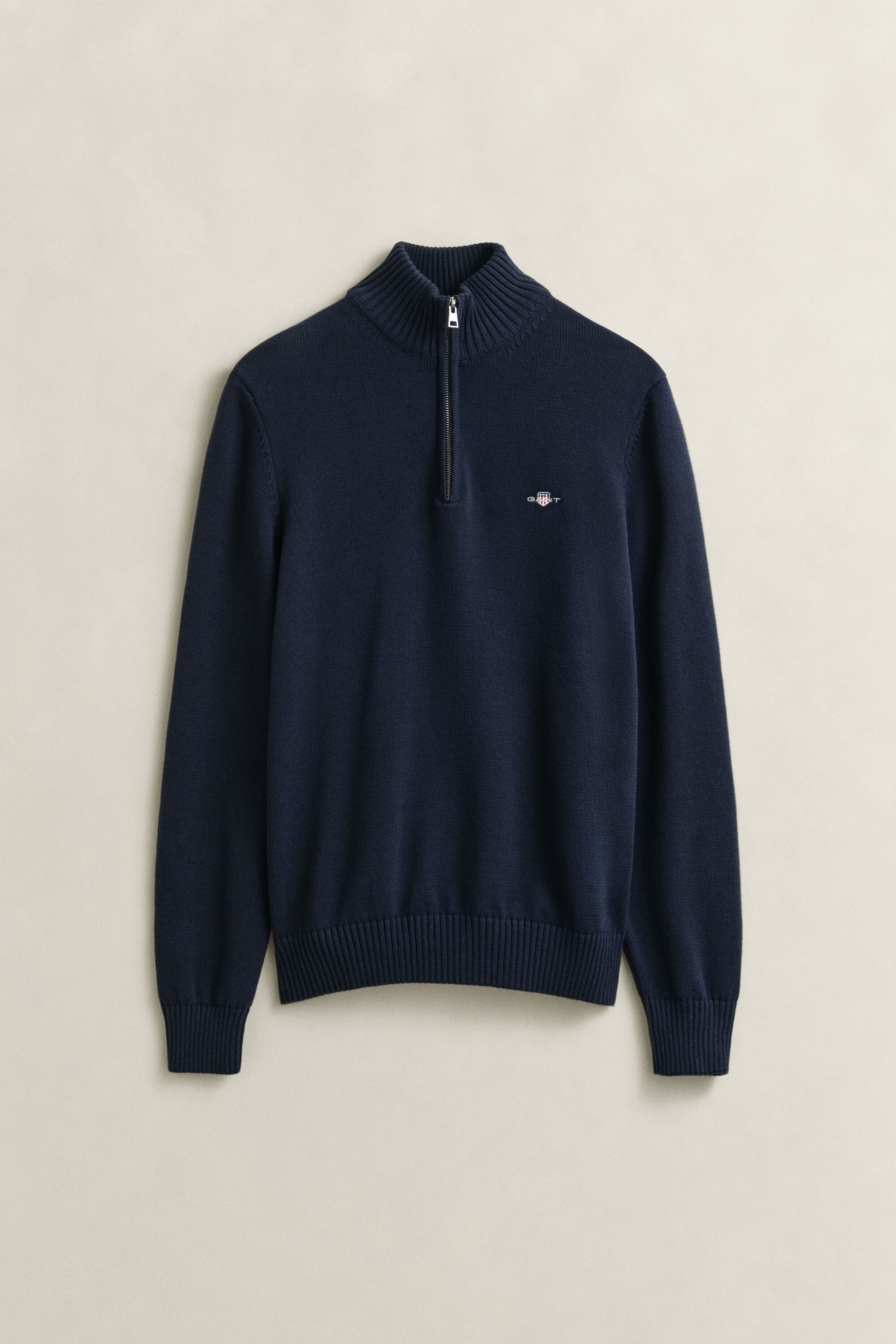 Afslappet sweater i bomuld med halv lynlås