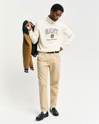 Regular fit tilspidsede chinobukser i lærred