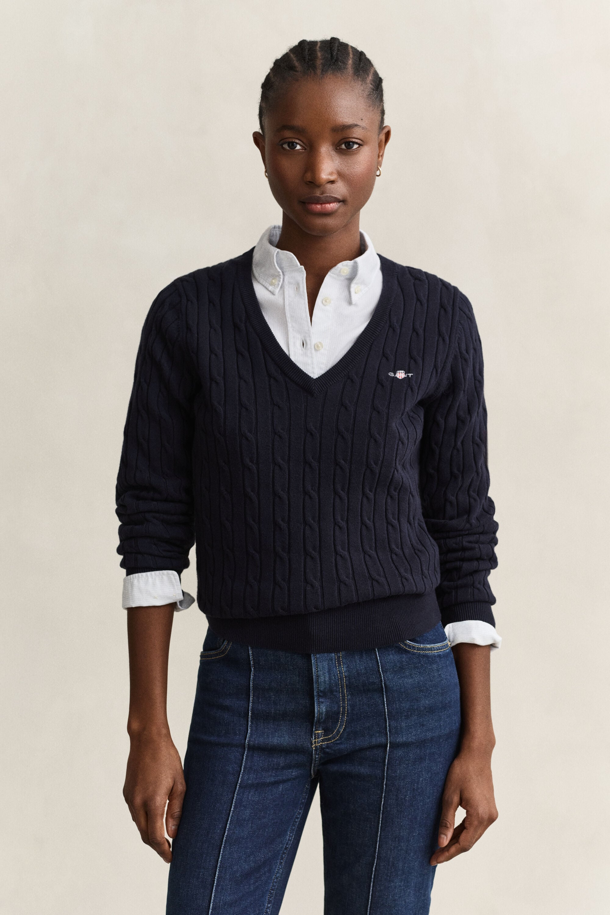 Classic sweater med kabelstrik