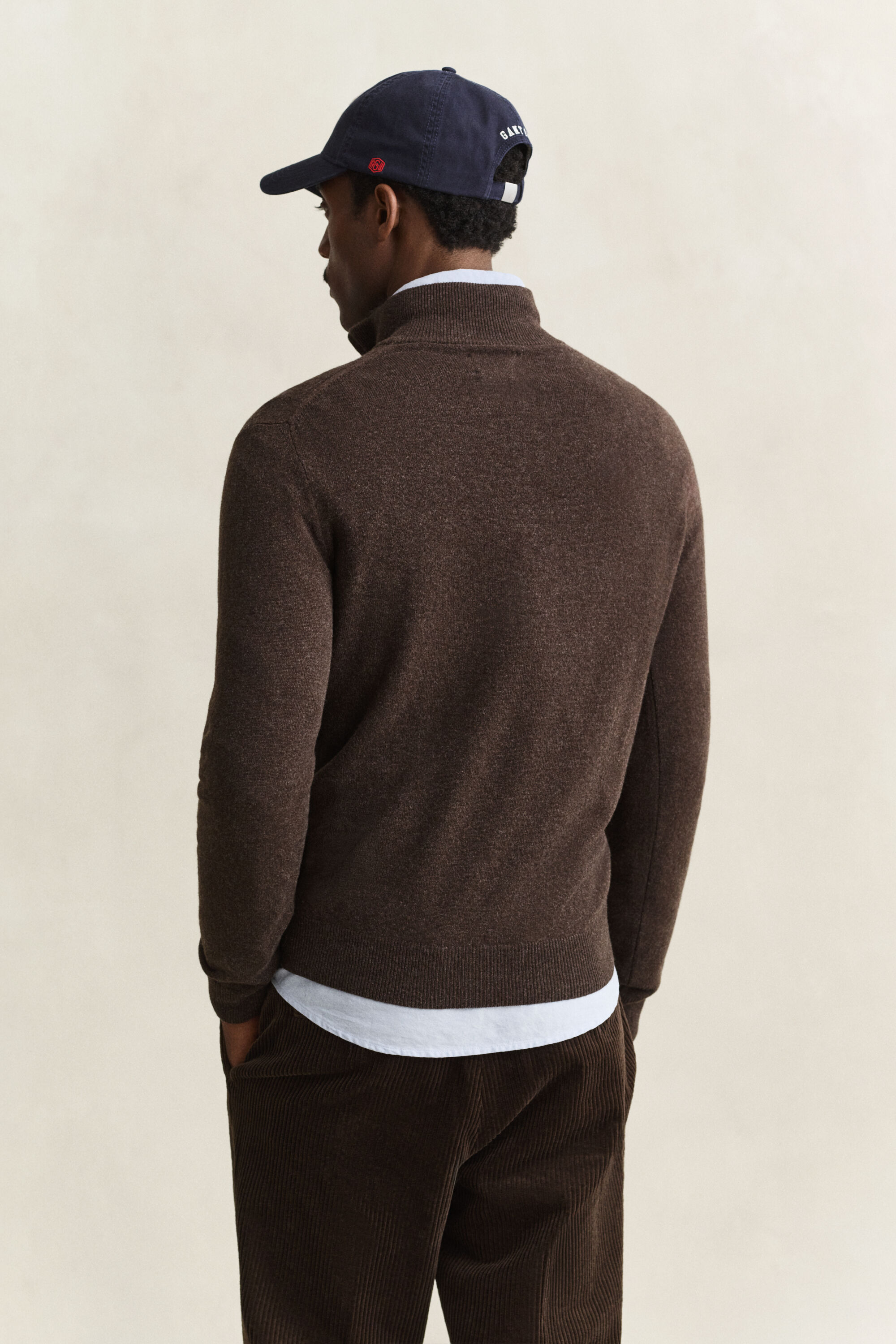 Sweater i lammeuld med halv lynlås