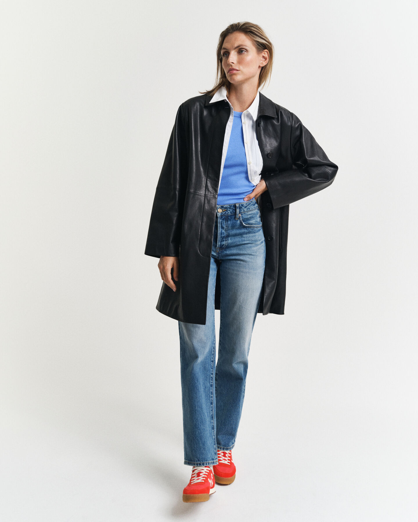 Ribstrikket tanktop med høj hals