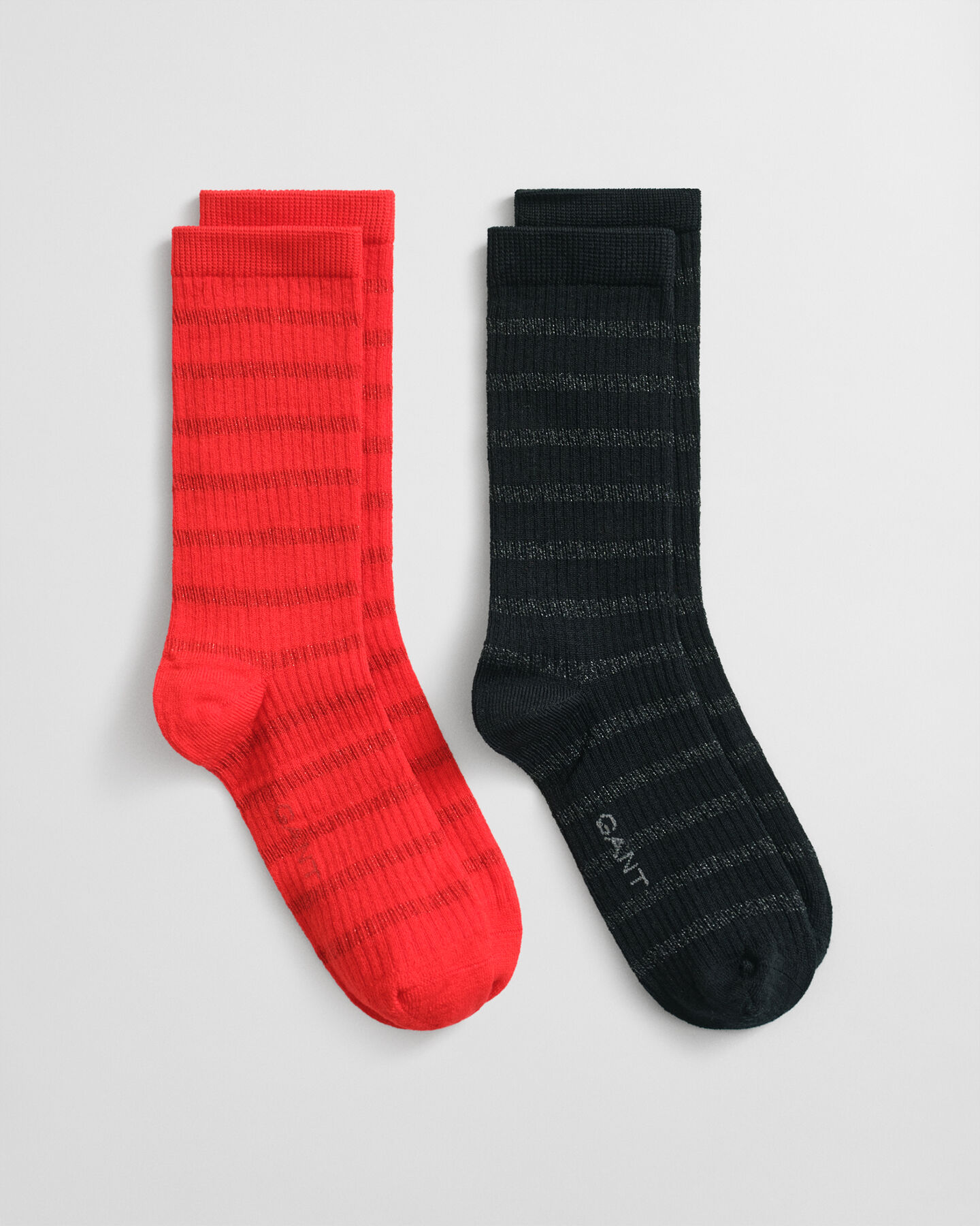 2-Pack metallisk stribede sokker med gaveæske