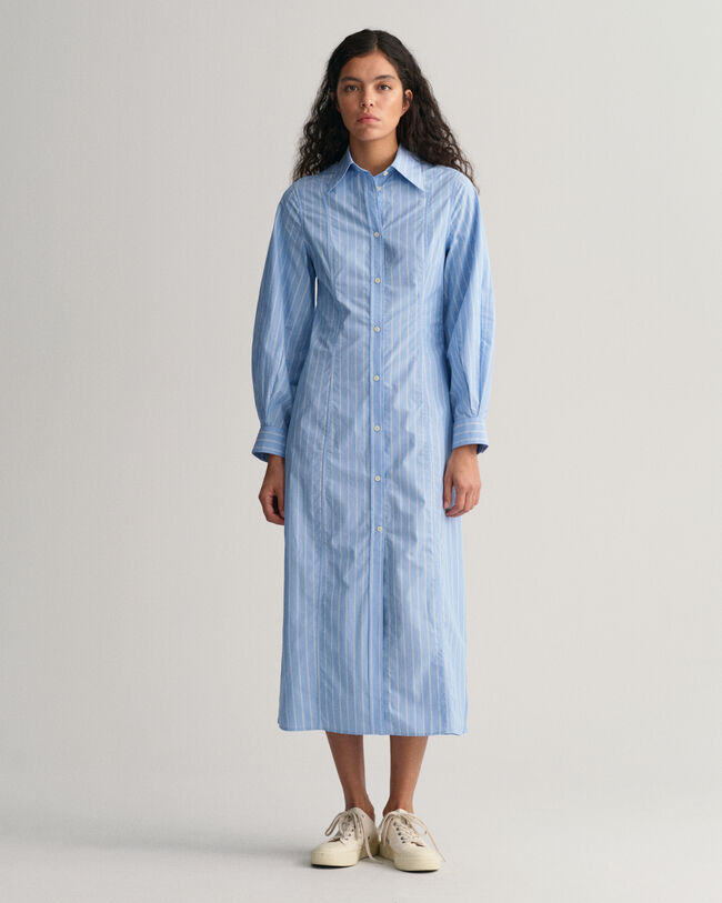 Stribet midi skjortekjole