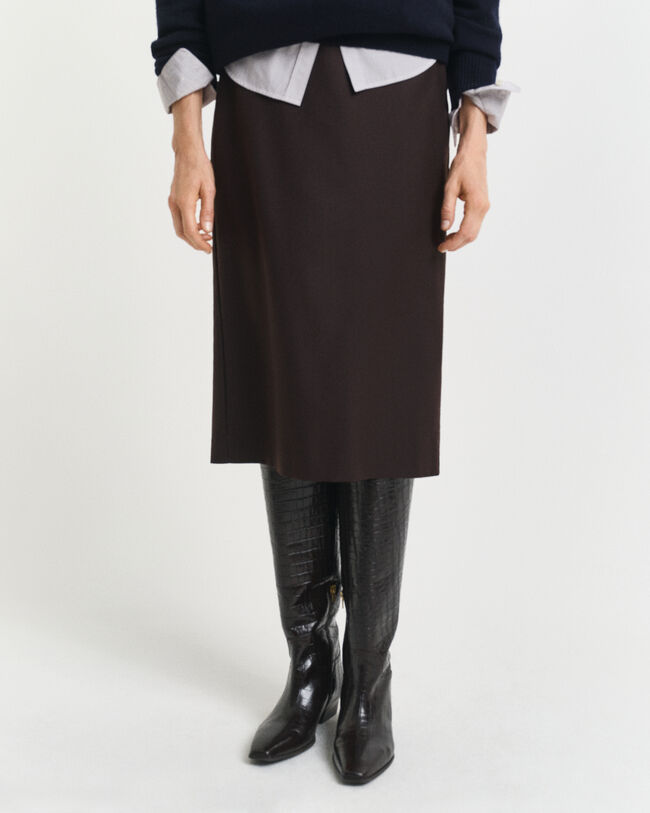 Midi pencil-nederdel i uldblanding