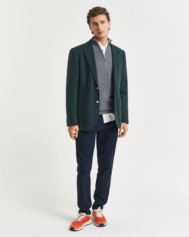 Bomuldspiqué sweater med halv lynlås