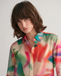 Relaxed fit bomuldssilkeskjorte med blomstertryk