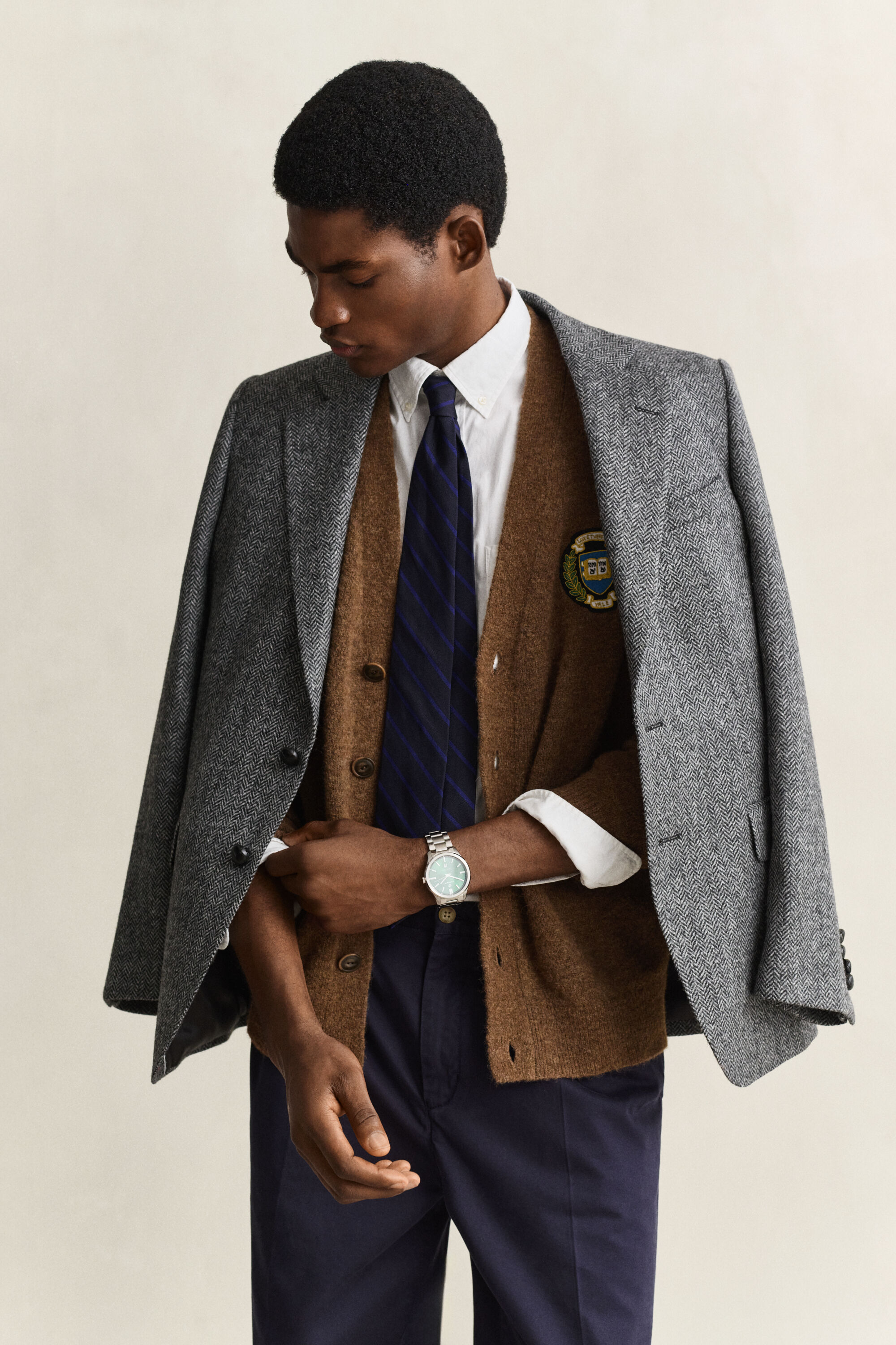 Gant x Yale cardigan i børstet uld
