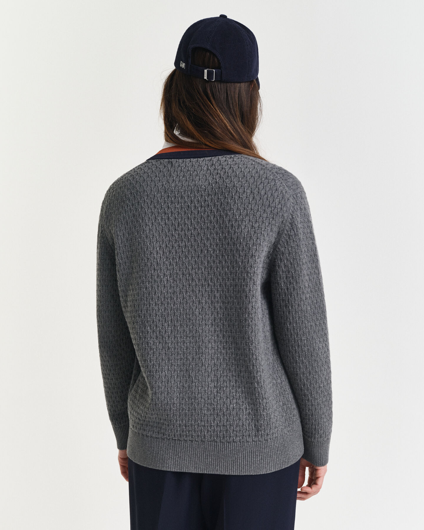 Tekstureret kontrastfarvet cardigan af bomuld