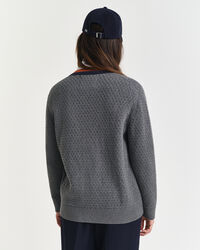 Tekstureret kontrastfarvet cardigan af bomuld