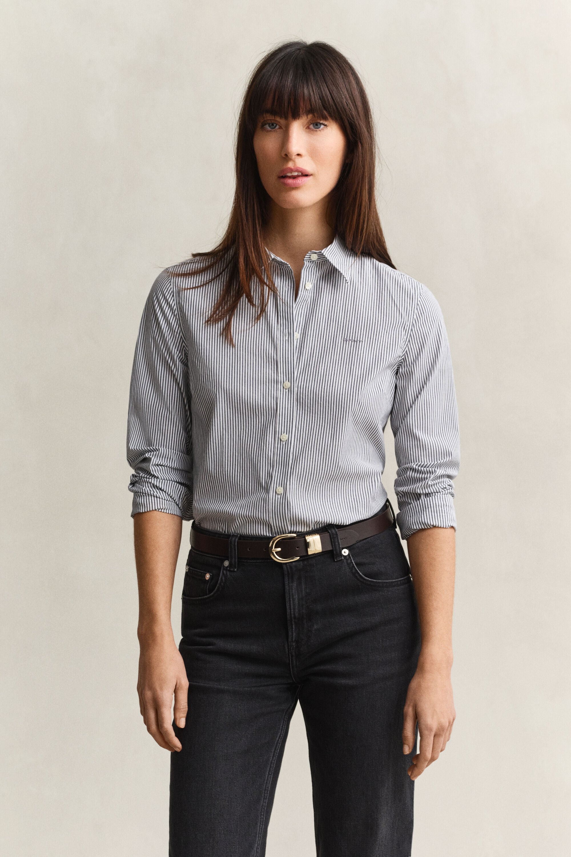 Stribet poplin-skjorte